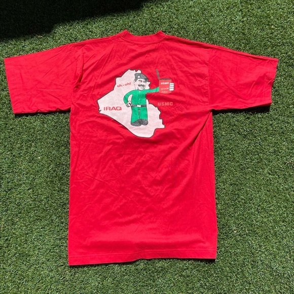 VTG 00’s Sadam Hussein Red Military Tee - Picture 1 of 6